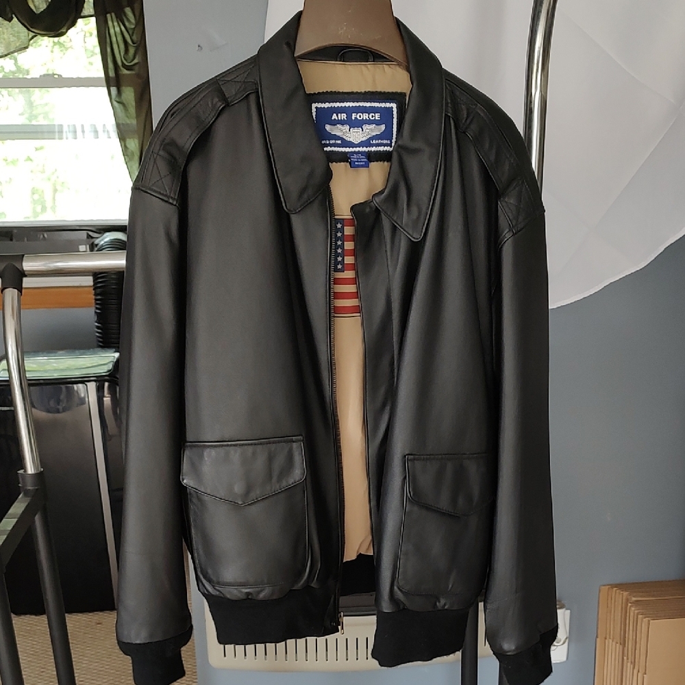 Black Leather Military-Style Jacket